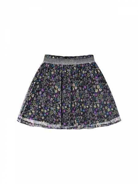 Φούστα με floral τούλι και μπάσκα με glitter στη μέση μωβ