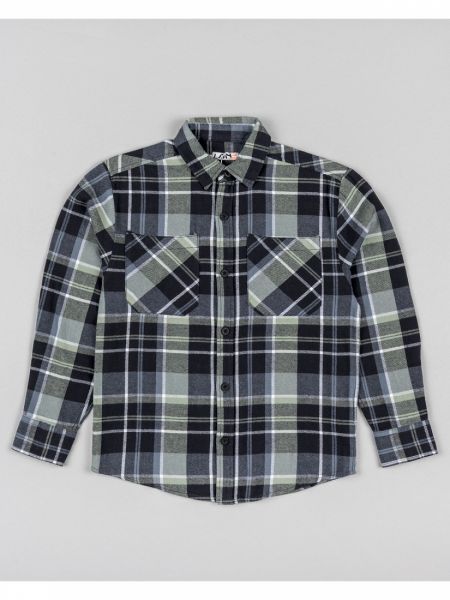 Πουκάμισο flannel καρώ oversized με τσέπη Losan Try χακί