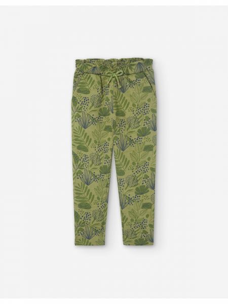 Παντελόνι με fleece επένδυση τύπου σαλβάρι και tropical print χακί