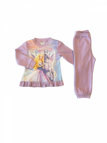 Σετ πυτζάμα Barbie βαμβακερή ελληνικής ραφής λιλά