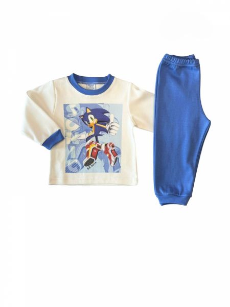 Σετ πυτζάμα Sonic βαμβακερή ελληνικής ραφής μπλε