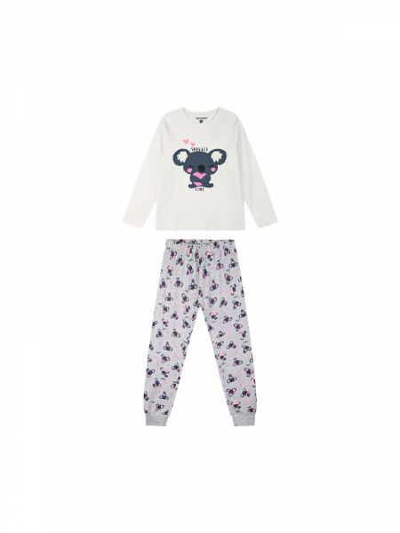 Σετ πυτζάμα βαμβακερή με print Snuggle time γκρι