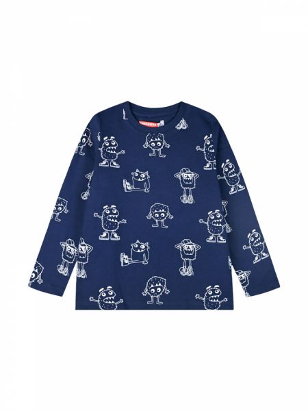 Μπλούζα μακρυμάνικη με print little monster μπλε