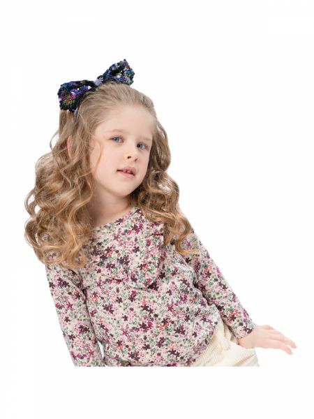 Μπλούζα μακρυμάνικη φλοράλ με βολάν μπεζ