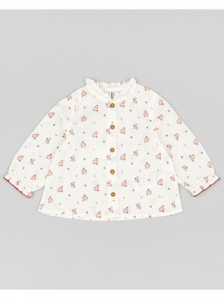 Πουκαμίσα βρεφική με βολάν και δαντέλα στο γιακά και τα μανίκια  μπεζ