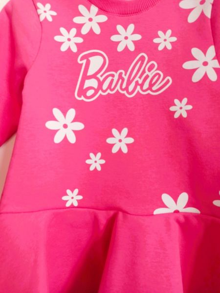Φόρεμα με ζεστή επένδυση και print Barbie ελληνικής ραφής φούξια