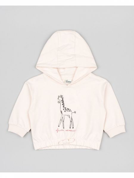 Μπλούζα φούτερ βρεφική με κουκούλα και print giraffe ροζ