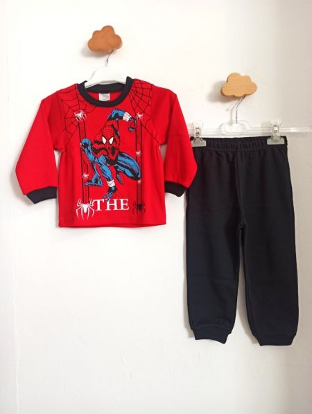 Σετ πυτζάμα Spiderman βαμβακερή ελληνικής ραφής κόκκινο