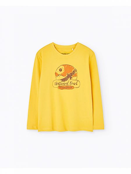 Μπλούζα μακρυμάνικη βαμβακερή με print 'natural park'  κίτρινο