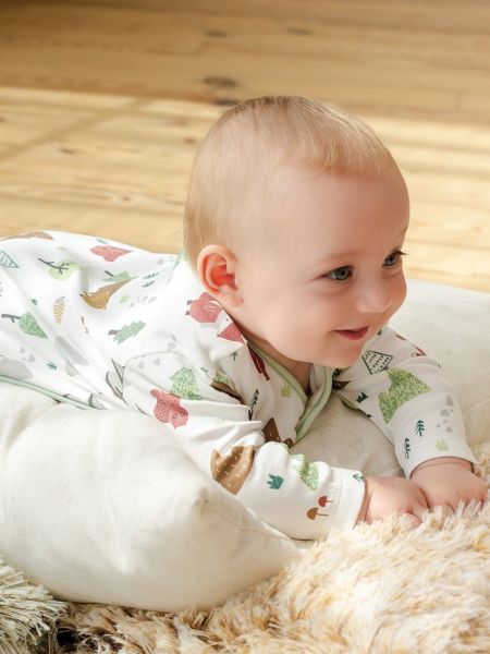 Ολόσωμο φορμάκι βαμβακερό με print δάσος λευκό