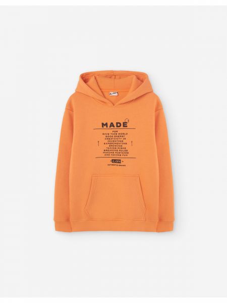Μπλούζα φούτερ με fleece επένδυση και τσέπη  LSN TRY πορτοκαλί