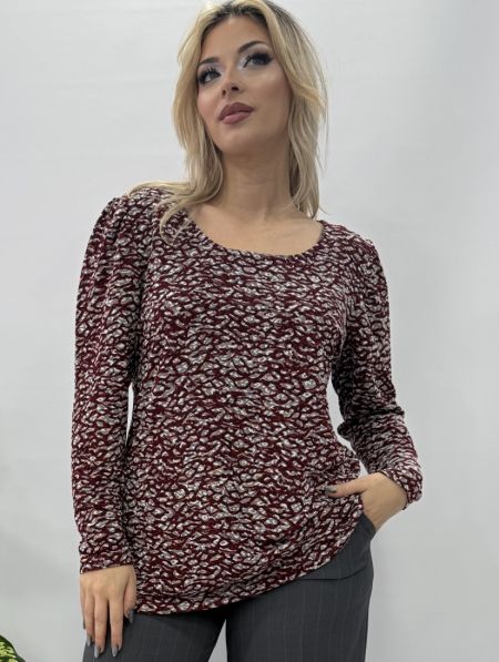 Μπλούζα ζακάρ με γκλιτερ μπορντώ