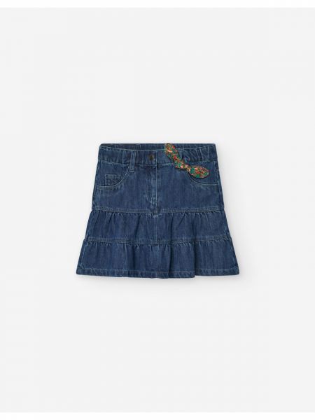 Φούστα τζιν με φιογκάκι και βολάν μπλε