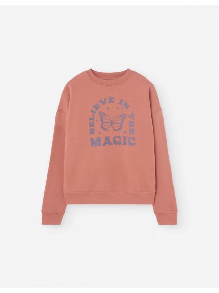 Φούτερ μπλούζα λεπτή με print 'believe in the magic' peach