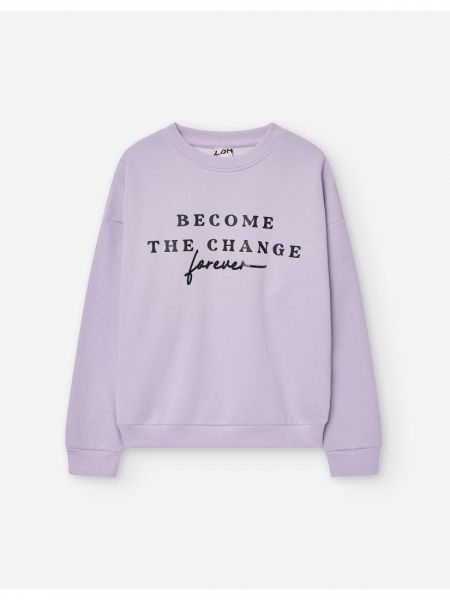Φούτερ μπλούζα ζεστή με print 'become the change' λιλά