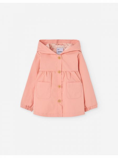 Πανωφόρι αντιανεμικό μονόχρωμο με κουκούλα και τσέπες girl peach