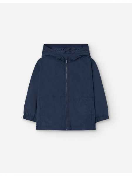 Πανωφόρι αντιανεμικό μονόχρωμο με κουκούλα και τσέπες boy μπλε