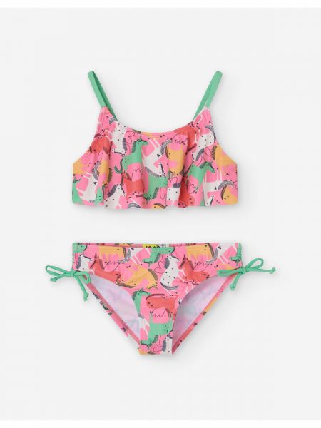 Μπικίνι με print χρωματιστούς μονόκερους ροζ