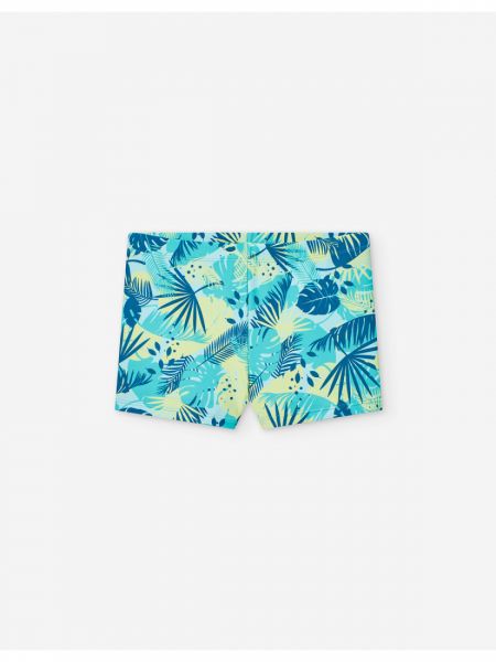 Μαγιό boxer με tropical print μέντα