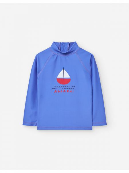 Αντηλιακή μπλούζα μαγιό με SPF 40+ με print καραβάκι γαλάζιο