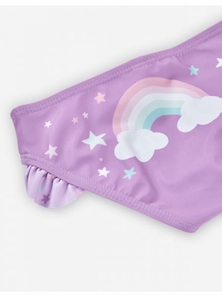 Μαγιό βρακάκι με print ουράνιο τόξο λιλά