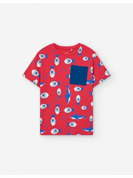 Μπλούζα με τσέπη και print βυθός κόκκινο