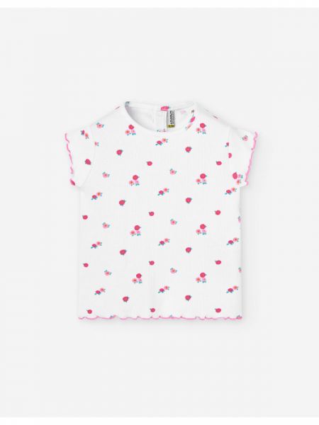 Μπλούζα ριπ με τριανταφυλλάκια λευκό