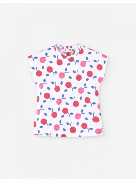 Μπλούζα κοντομάνικη με print κερασάκια λευκό