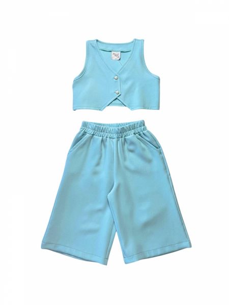 Σετ γιλέκο και παντελόνα με λάστιχο ελληνικής ραφής βεραμάν