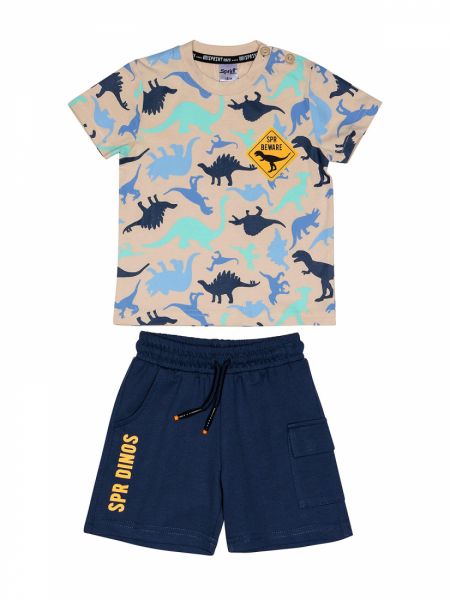 Σετ μπλούζα με δεινόσαυρους και βερμούδα Cargo μπλε