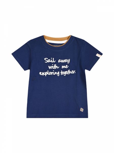 Mπλούζα κοντομάνικη με print Sail away with me μπλε