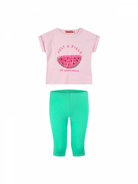 Σετ μπλούζα καρπουζάκι και κάπρι κολάν ροζ