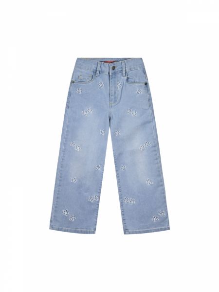 Παντελόνα τζιν με κεντημένα λουλούδακια  γαλάζιο