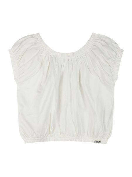 Crop top μονόχρωμο με λάστιχο στο τελείωμα λευκό