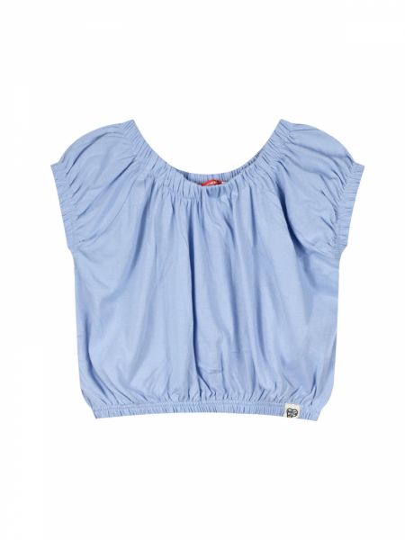 Crop top μονόχρωμο με λάστιχο στο τελείωμα γαλάζιο