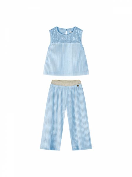 Σετ μονόχρωμο πλισέ με παγέτες τυρκουάζ