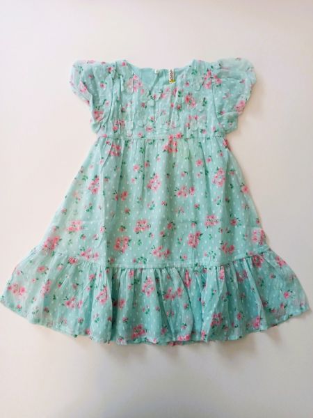 Φόρεμα ζωρζέτα με λουλουδάκια και βολάν βεραμάν