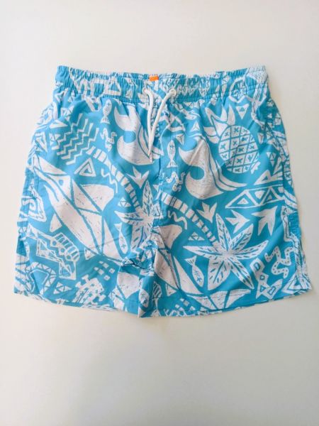 Μαγιό βερμούδα με έθνικ print  τυρκουάζ