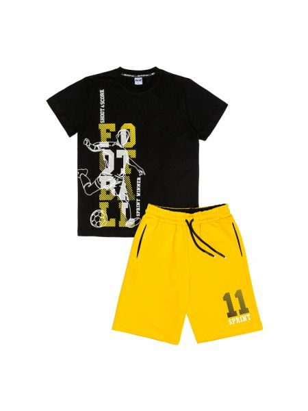 Σετ ποδοσφαιρικό με αριθμό στο πίσω μέρος και βερμούδα κίτρινο