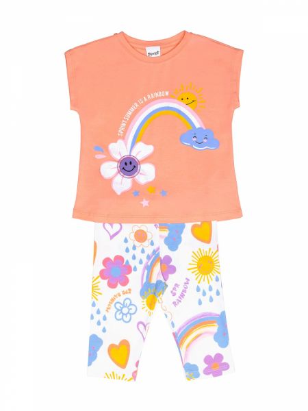 Σετ τοπ με φωτάκι και κάπρι κολάν με ουράνιο τόξο peach