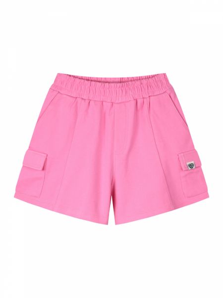 Βερμούδα κοντή Cargo με λάστιχο στη μέση ροζ