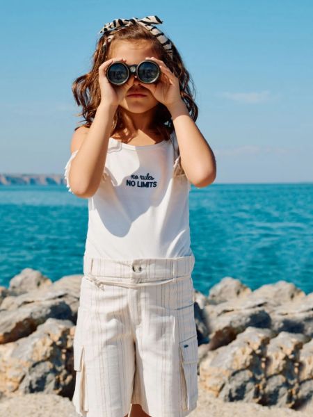 Βερμούδα ριγέ Cargo με ζώνη μπεζ