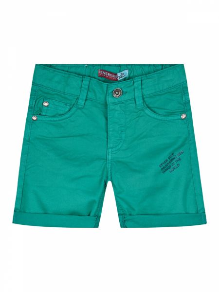 Βερμούδα μονόχρωμη πεντάτσεπη με ρεβέρ πράσινο