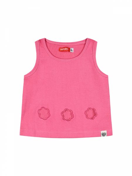 Κροπ τοπ μονόχρωμο με ανοίγματα σε σχήμα λουλουδάκι ροζ