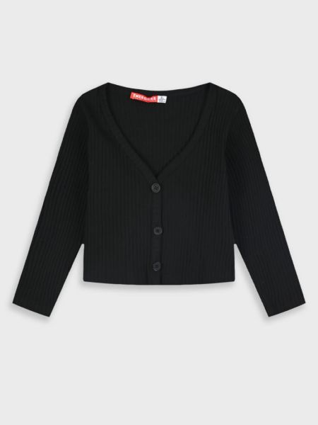Ζακετάκι ριπ μονόχρωμο με κουμπάκια μαύρο
