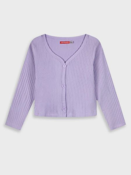 Ζακετάκι ριπ μονόχρωμο με κουμπάκια λιλά