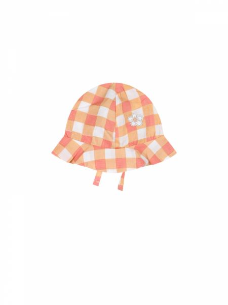 Καπέλο βρεφικό καρώ πορτοκαλί