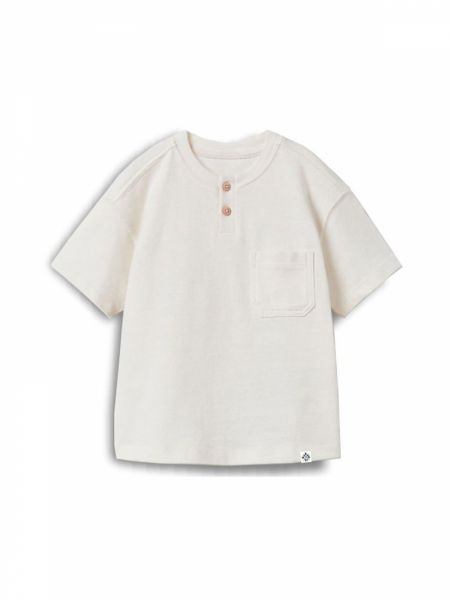Μπλούζα με μάο γιακά μονόχρωμη με τσέπη εκρού