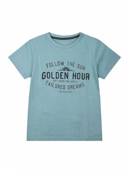 Μπλούζα κοντομάνικη με print Golden Hour πετρόλ