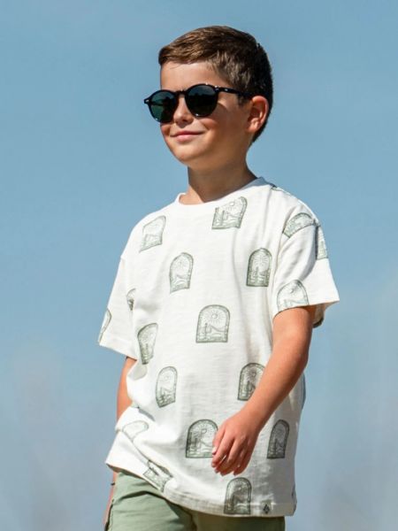 Μπλούζα κοντομάνικη με desert print μπεζ